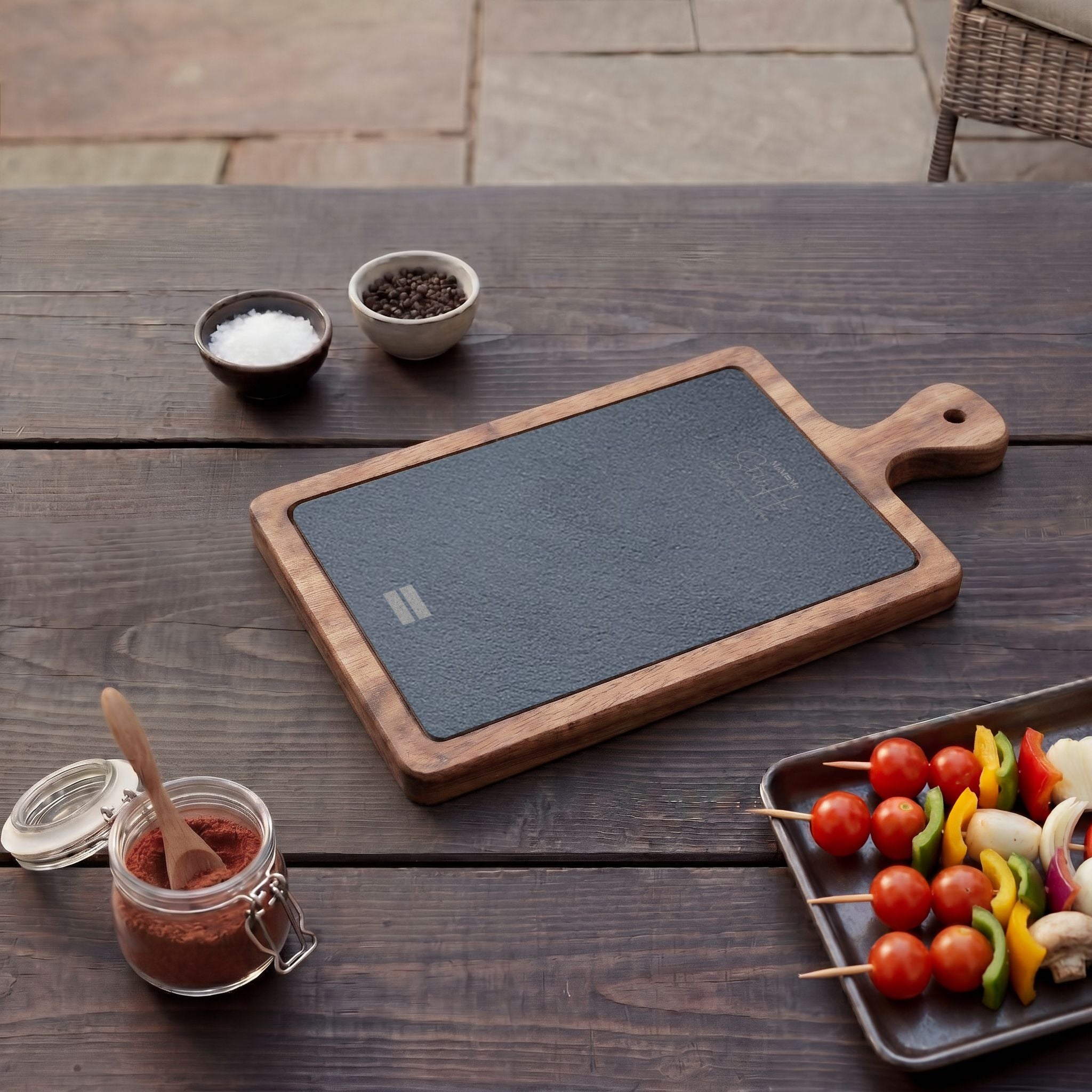Premium MoM=Me “Still Her” Charcuterie Board — Engraved Acacia & Slate