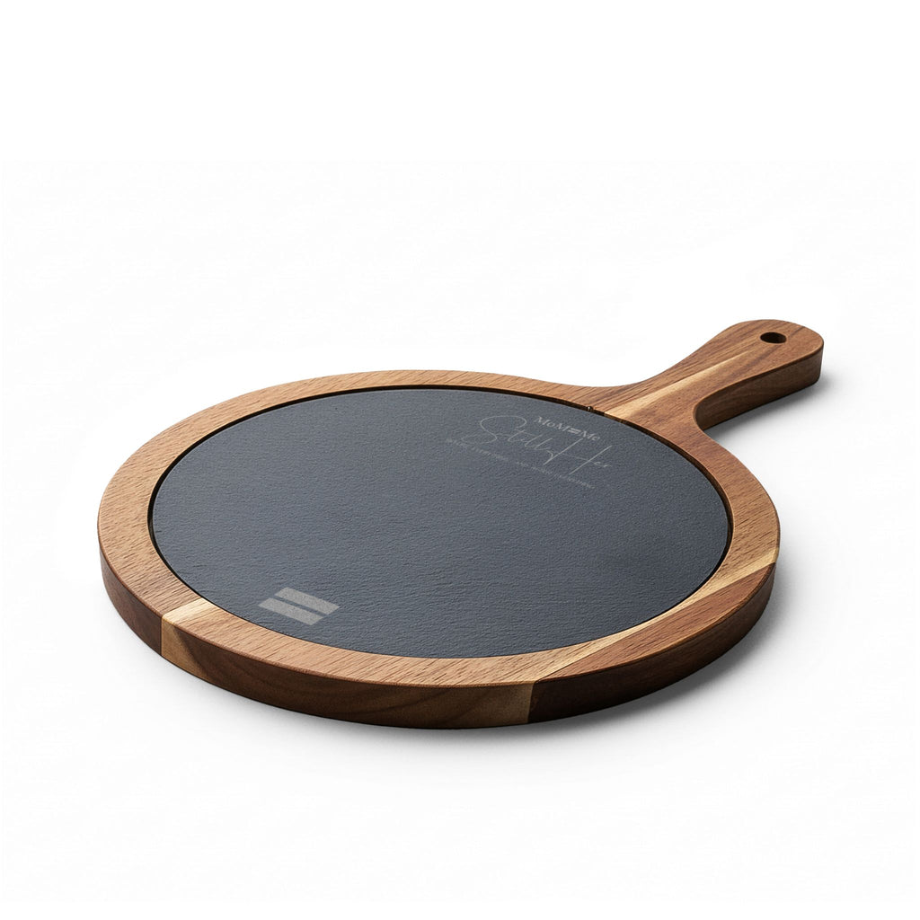 Premium MoM=Me “Still Her” Charcuterie Board — Engraved Acacia & Slate