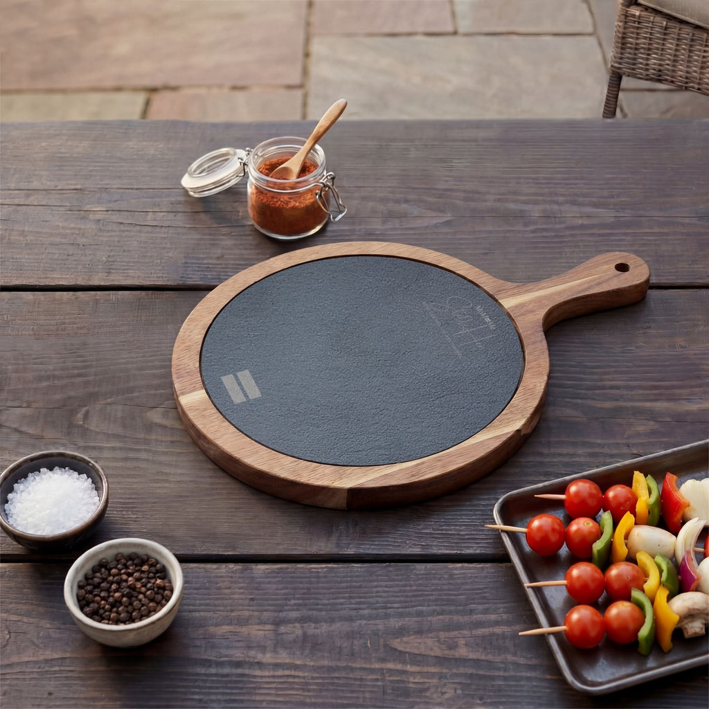 Premium MoM=Me “Still Her” Charcuterie Board — Engraved Acacia & Slate