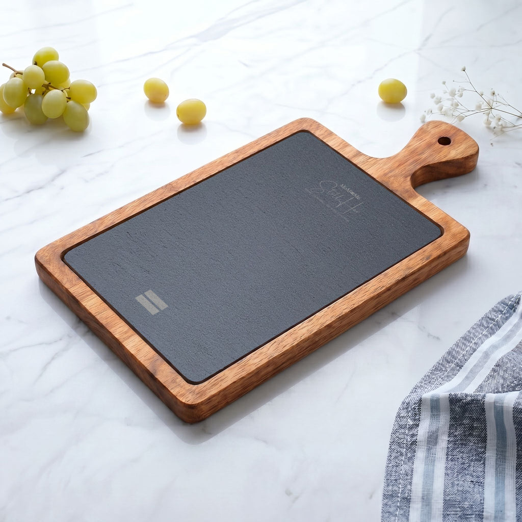 Premium MoM=Me “Still Her” Charcuterie Board — Engraved Acacia & Slate