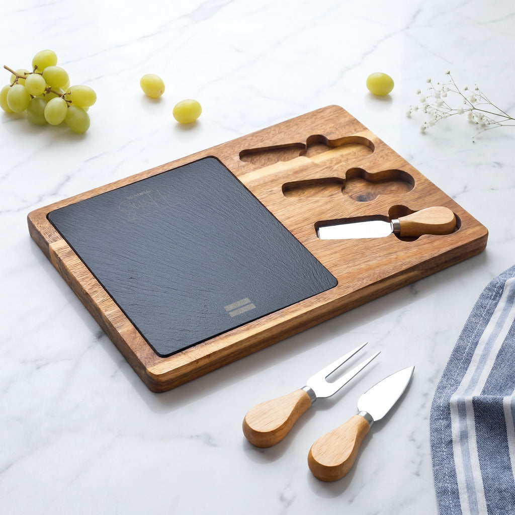 Premium MoM=Me “Still Her” Charcuterie Board — Engraved Acacia & Slate