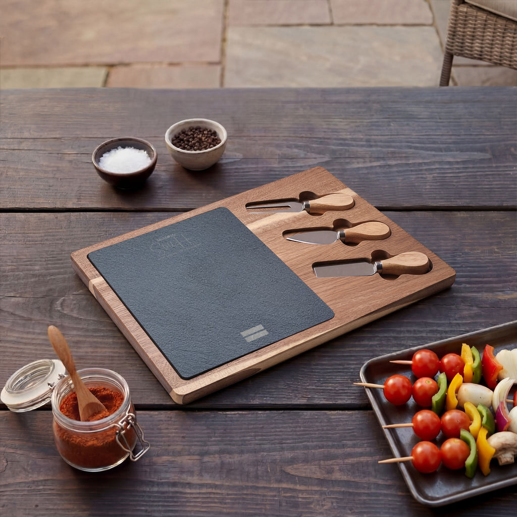 Premium MoM=Me “Still Her” Charcuterie Board — Engraved Acacia & Slate